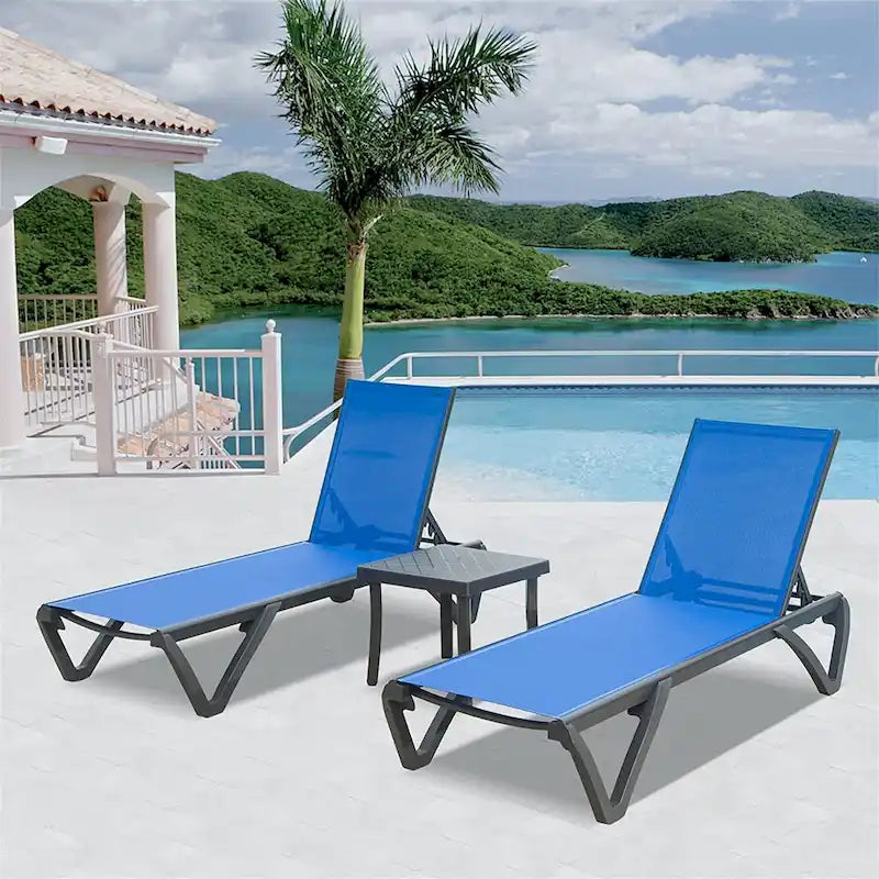 Ensemble de 3 chaises longues de patio