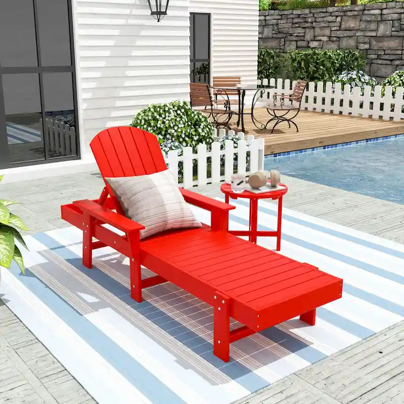 Chaise longue inclinable écologique Polytrends Altura Poly avec accoudoirs et table d'appoint (ensemble de 2 pièces)