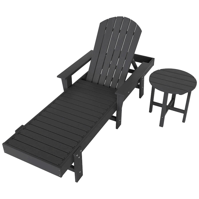 Chaise longue inclinable écologique Polytrends Altura Poly avec accoudoirs et table d'appoint (ensemble de 2 pièces)