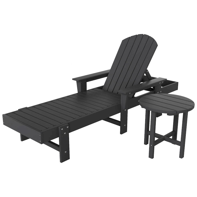 Chaise longue inclinable écologique Polytrends Altura Poly avec accoudoirs et table d'appoint (ensemble de 2 pièces)