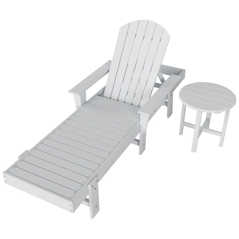 Chaise longue inclinable écologique Polytrends Altura Poly avec accoudoirs et table d'appoint (ensemble de 2 pièces)