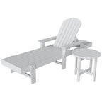 Chaise longue inclinable écologique Polytrends Altura Poly avec accoudoirs et table d'appoint (ensemble de 2 pièces)