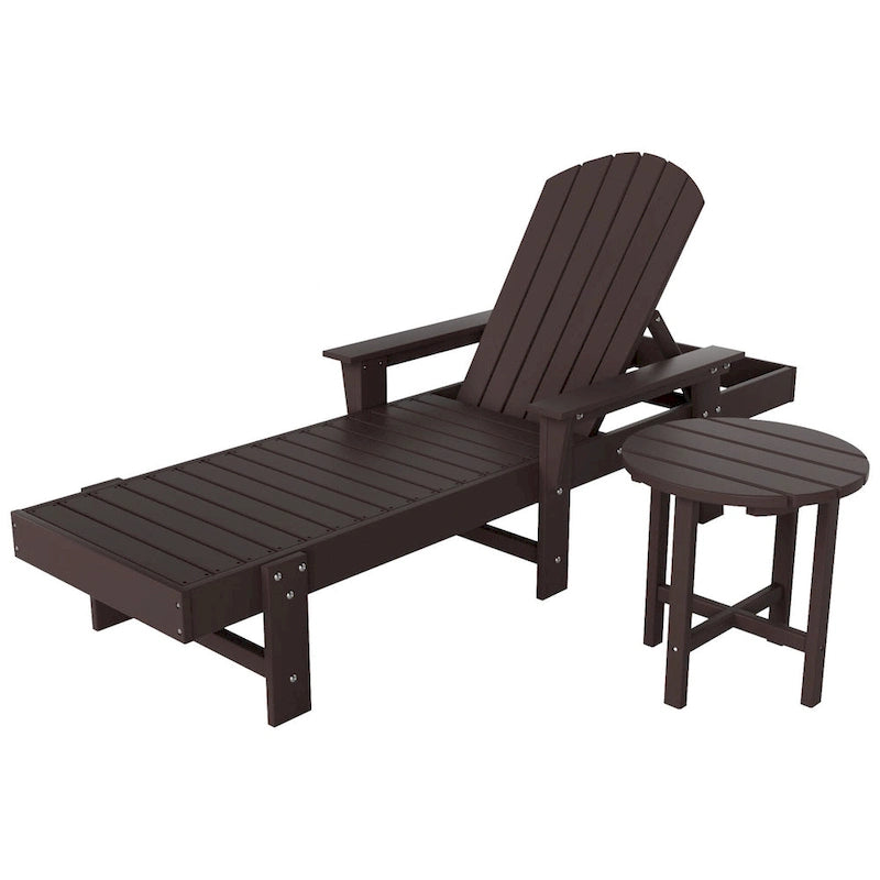 Chaise longue inclinable écologique Polytrends Altura Poly avec accoudoirs et table d'appoint (ensemble de 2 pièces)