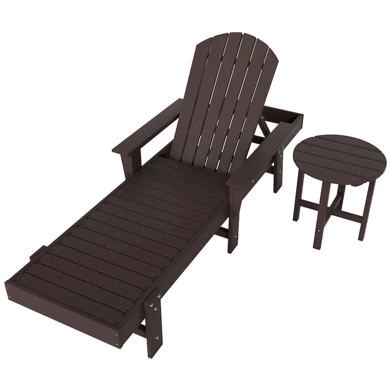 Chaise longue inclinable écologique Polytrends Altura Poly avec accoudoirs et table d'appoint (ensemble de 2 pièces)