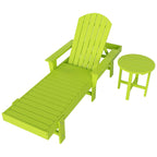 Chaise longue inclinable écologique Polytrends Altura Poly avec accoudoirs et table d'appoint (ensemble de 2 pièces)