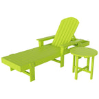Chaise longue inclinable écologique Polytrends Altura Poly avec accoudoirs et table d'appoint (ensemble de 2 pièces)
