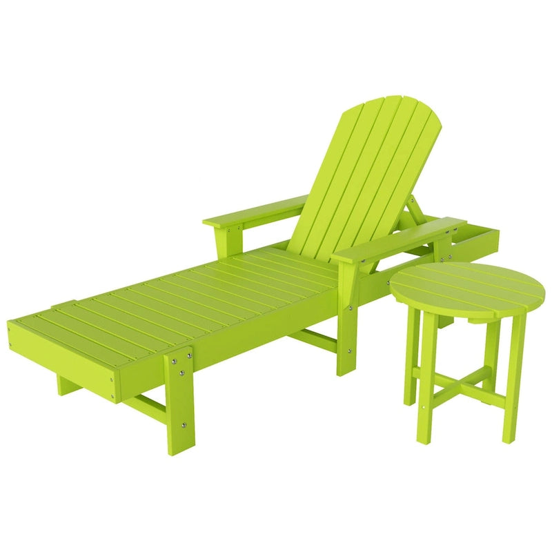 Chaise longue inclinable écologique Polytrends Altura Poly avec accoudoirs et table d'appoint (ensemble de 2 pièces)
