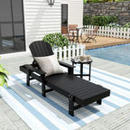 Chaise longue inclinable écologique Polytrends Altura Poly avec accoudoirs et table d'appoint (ensemble de 2 pièces)