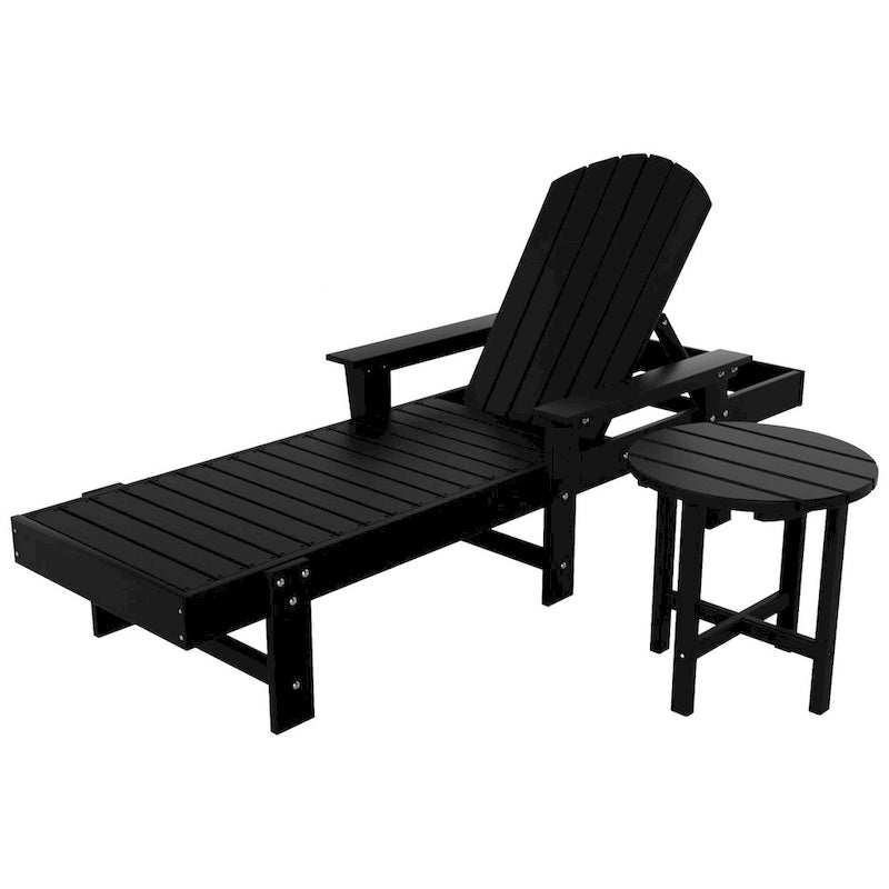 Chaise longue inclinable écologique Polytrends Altura Poly avec accoudoirs et table d'appoint (ensemble de 2 pièces)