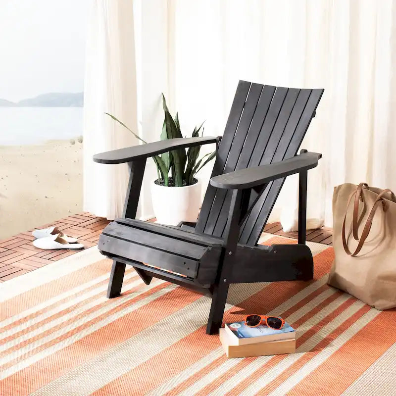Fauteuil Adirondack d'extérieur SAFAVIEH Mangla avec repose-pieds rétractable - 52 cm (L) x 32 cm (P) x 30 cm (H)