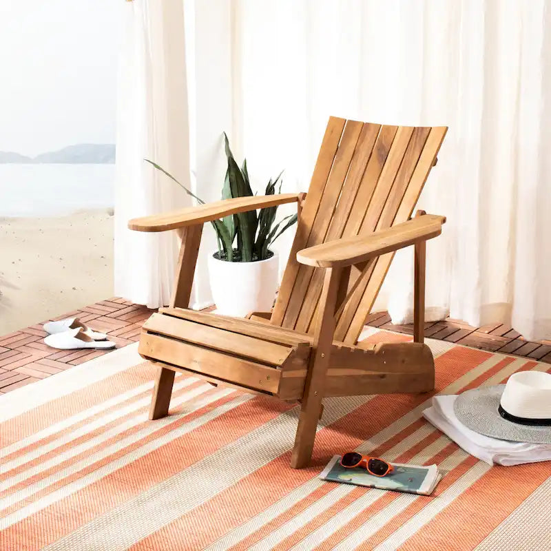 SAFAVIEH Outdoor Mangla Adirondack Chair with Retractable Footrest - 52W x 32D x 30H
