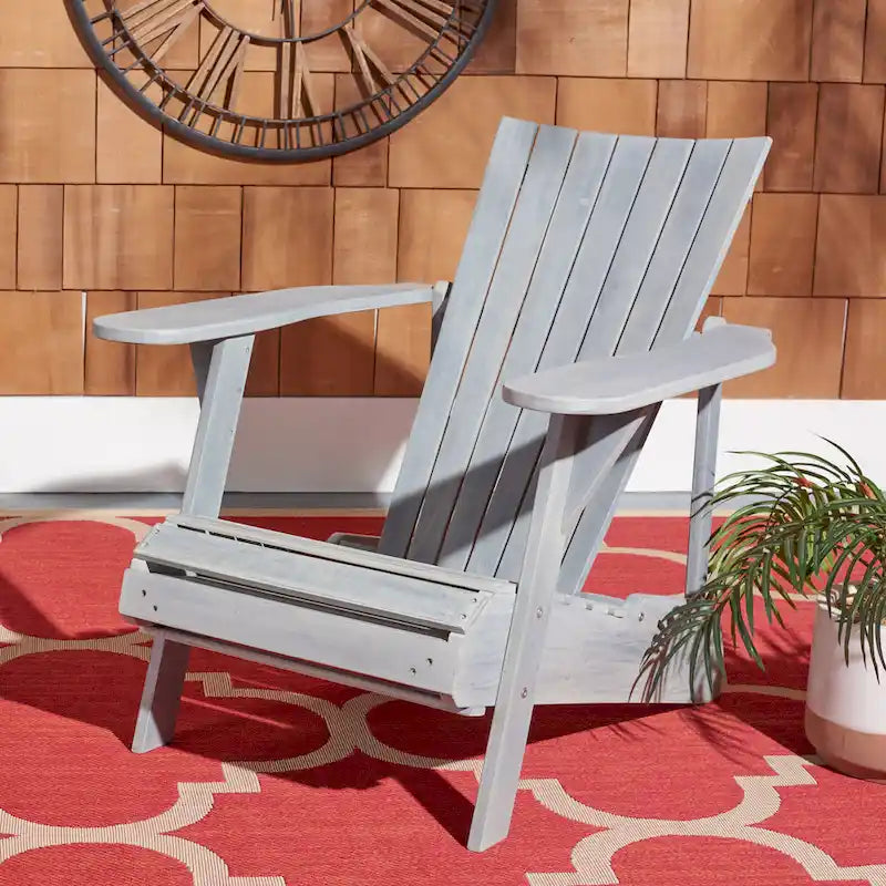 Fauteuil Adirondack d'extérieur SAFAVIEH Mangla avec repose-pieds rétractable - 52 cm (L) x 32 cm (P) x 30 cm (H)