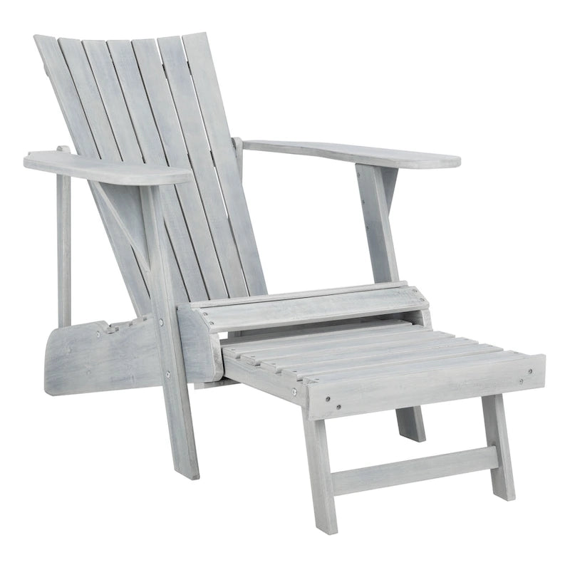 Fauteuil Adirondack d'extérieur SAFAVIEH Mangla avec repose-pieds rétractable - 52 cm (L) x 32 cm (P) x 30 cm (H)