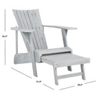 Fauteuil Adirondack d'extérieur SAFAVIEH Mangla avec repose-pieds rétractable - 52 cm (L) x 32 cm (P) x 30 cm (H)