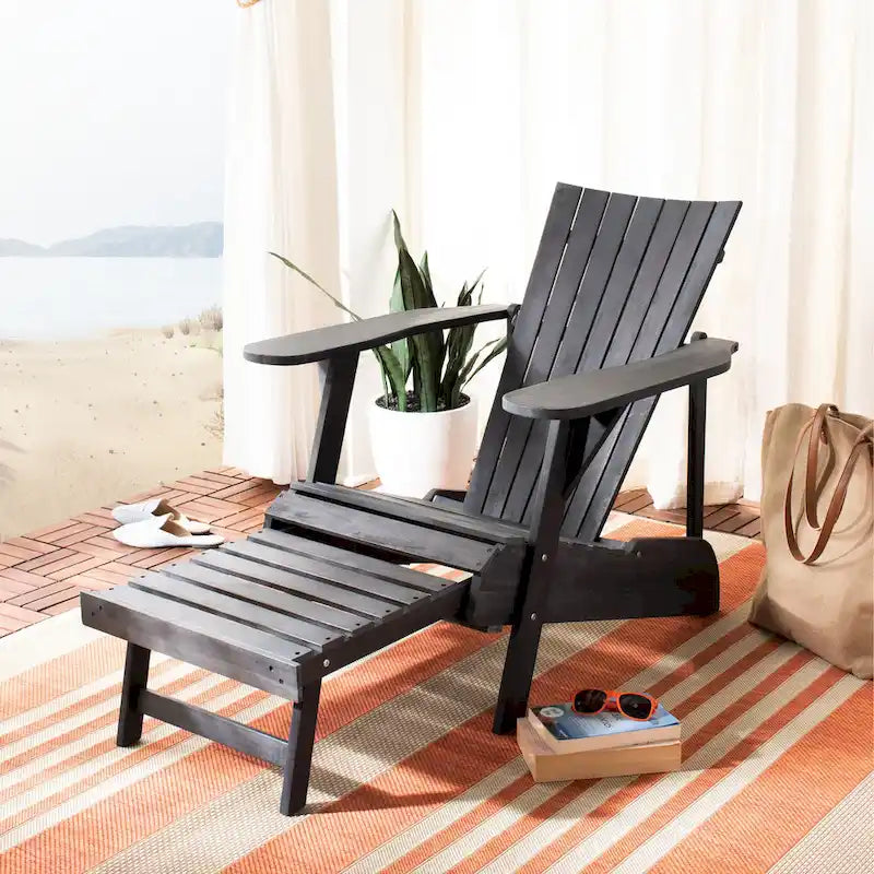 Fauteuil Adirondack d'extérieur SAFAVIEH Mangla avec repose-pieds rétractable - 52 cm (L) x 32 cm (P) x 30 cm (H)