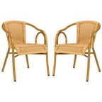 Fauteuil empilable SAFAVIEH Savana, coloris naturel/marron clair (lot de 2) - 53 cm (L) x 86 cm (P) x 61 cm (H)
