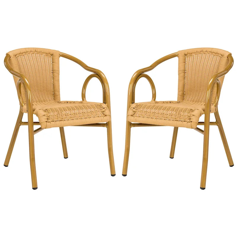 Fauteuil empilable SAFAVIEH Savana, coloris naturel/marron clair (lot de 2) - 53 cm (L) x 86 cm (P) x 61 cm (H)