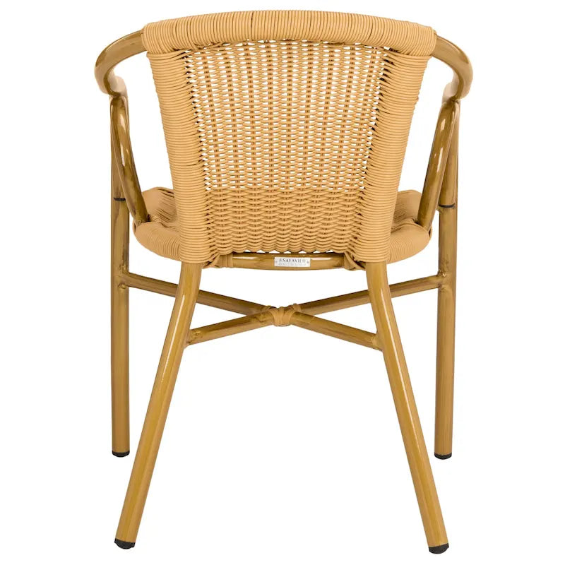 Fauteuil empilable SAFAVIEH Savana, coloris naturel/marron clair (lot de 2) - 53 cm (L) x 86 cm (P) x 61 cm (H)