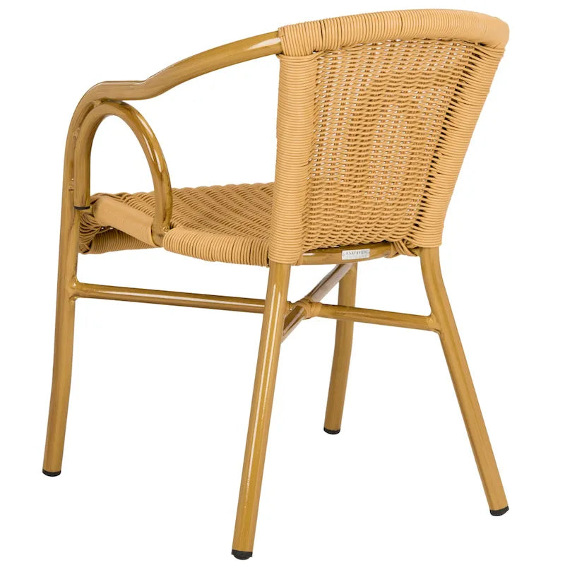 Fauteuil empilable SAFAVIEH Savana, coloris naturel/marron clair (lot de 2) - 53 cm (L) x 86 cm (P) x 61 cm (H)