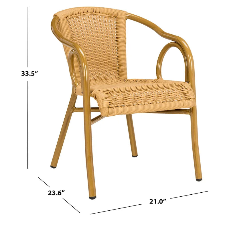 Fauteuil empilable SAFAVIEH Savana, coloris naturel/marron clair (lot de 2) - 53 cm (L) x 86 cm (P) x 61 cm (H)