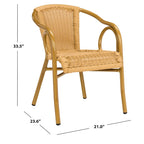 Fauteuil empilable SAFAVIEH Savana, coloris naturel/marron clair (lot de 2) - 53 cm (L) x 86 cm (P) x 61 cm (H)