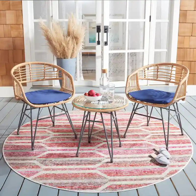 Ensemble de 3 chaises longues de jardin SAFAVIEH en rotin à motif cachemire - 61 cm (L) x 61 cm (P) x 76 cm (H)