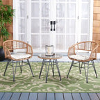 SAFAVIEH Outdoor Paisley Rattan 3-Piece Patio Lounger Set - 24Wx24Dx30H