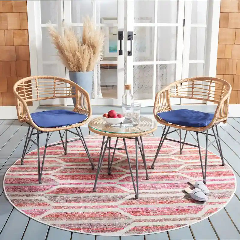 Ensemble de 3 chaises longues de jardin SAFAVIEH en rotin à motif cachemire - 61 cm (L) x 61 cm (P) x 76 cm (H)