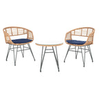 Ensemble de 3 chaises longues de jardin SAFAVIEH en rotin à motif cachemire - 61 cm (L) x 61 cm (P) x 76 cm (H)