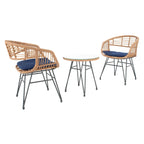 Ensemble de 3 chaises longues de jardin SAFAVIEH en rotin à motif cachemire - 61 cm (L) x 61 cm (P) x 76 cm (H)