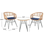 Ensemble de 3 chaises longues de jardin SAFAVIEH en rotin à motif cachemire - 61 cm (L) x 61 cm (P) x 76 cm (H)