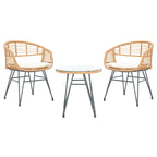 Ensemble de 3 chaises longues de jardin SAFAVIEH en rotin à motif cachemire - 61 cm (L) x 61 cm (P) x 76 cm (H)