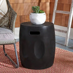 Table d'appoint ronde moderne en béton noir SAFAVIEH Hasmik pour intérieur/extérieur - 40 cm (L) x 40 cm (l) x 45 cm (H) - 40,6 cm (L) x 40,6 cm (P) x 45,7 cm (H)