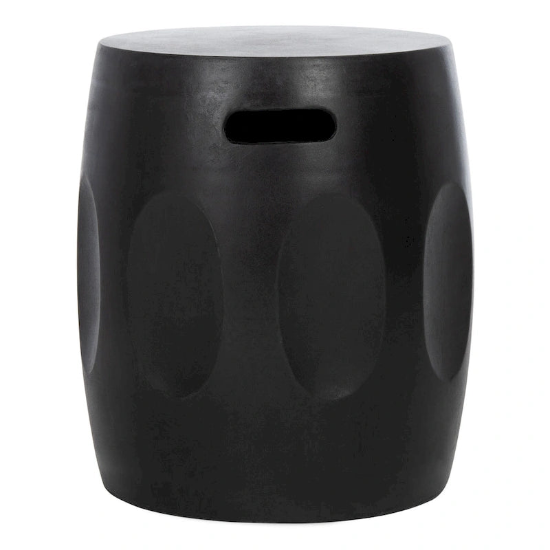 Table d'appoint ronde moderne en béton noir SAFAVIEH Hasmik pour intérieur/extérieur - 40 cm (L) x 40 cm (l) x 45 cm (H) - 40,6 cm (L) x 40,6 cm (P) x 45,7 cm (H)