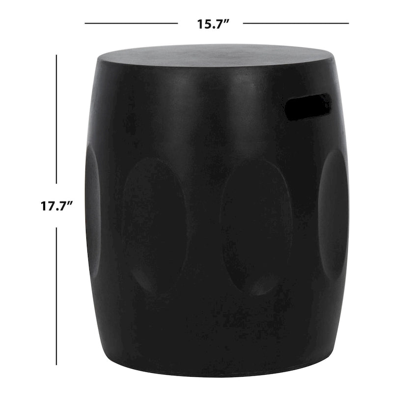 Table d'appoint ronde moderne en béton noir SAFAVIEH Hasmik pour intérieur/extérieur - 40 cm (L) x 40 cm (l) x 45 cm (H) - 40,6 cm (L) x 40,6 cm (P) x 45,7 cm (H)