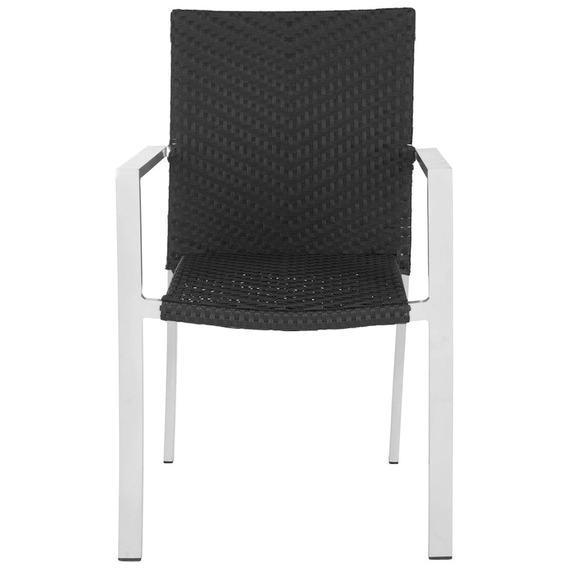 Chaises empilables noires SAFAVIEH Shelvie pour intérieur/extérieur (lot de 2) - 56 cm (L) x 58 cm (P) x 89 cm (H)