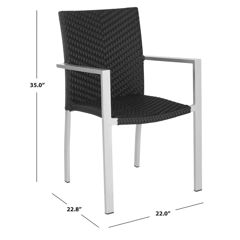 Chaises empilables noires SAFAVIEH Shelvie pour intérieur/extérieur (lot de 2) - 56 cm (L) x 58 cm (P) x 89 cm (H)