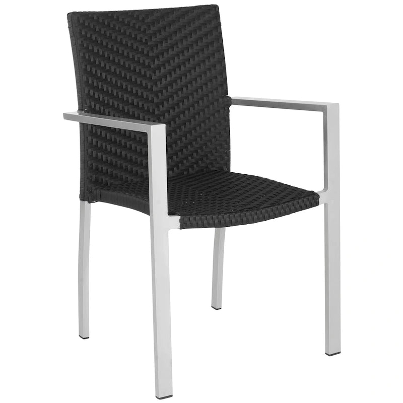 Chaises empilables noires SAFAVIEH Shelvie pour intérieur/extérieur (lot de 2) - 56 cm (L) x 58 cm (P) x 89 cm (H)