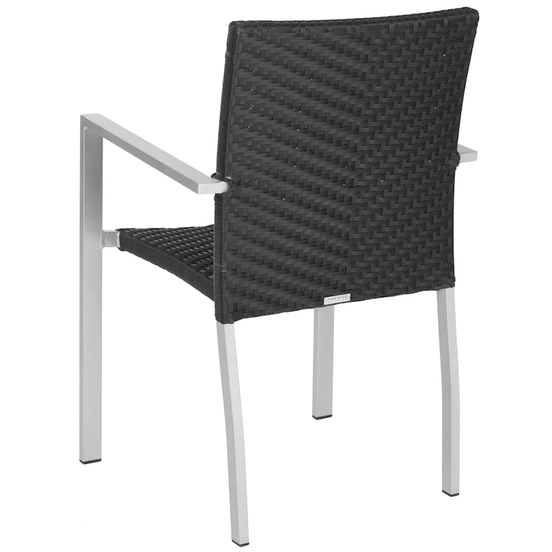 Chaises empilables noires SAFAVIEH Shelvie pour intérieur/extérieur (lot de 2) - 56 cm (L) x 58 cm (P) x 89 cm (H)