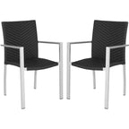 Chaises empilables noires SAFAVIEH Shelvie pour intérieur/extérieur (lot de 2) - 56 cm (L) x 58 cm (P) x 89 cm (H)