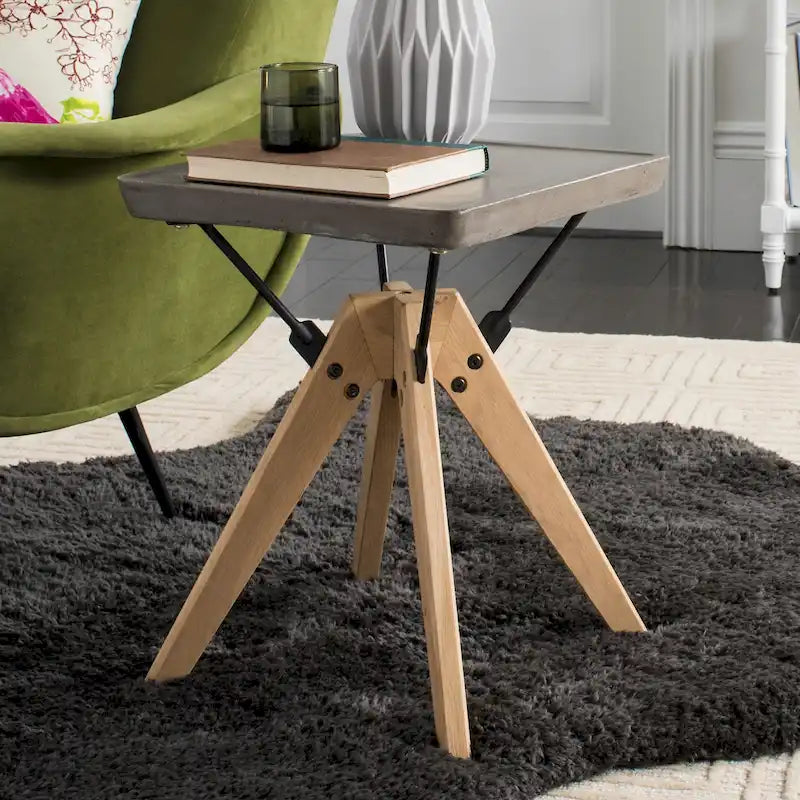 Table d'appoint d'extérieur SAFAVIEH Armance moderne gris foncé - 46 x 46 x 50 cm (18 x 18 x 20 pouces)