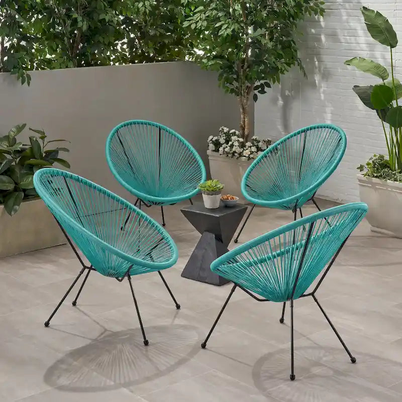 Fauteuil hamac tressé en acier et rotin PE Anson Outdoor (lot de 4) par Christopher Knight Home