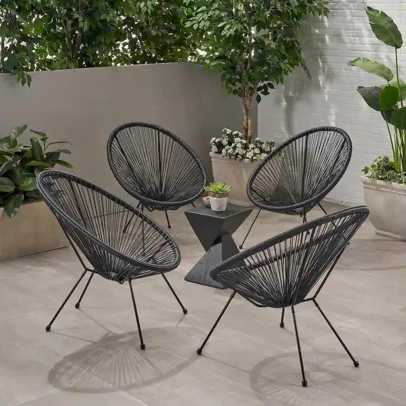 Fauteuil hamac tressé en acier et rotin PE Anson Outdoor (lot de 4) par Christopher Knight Home