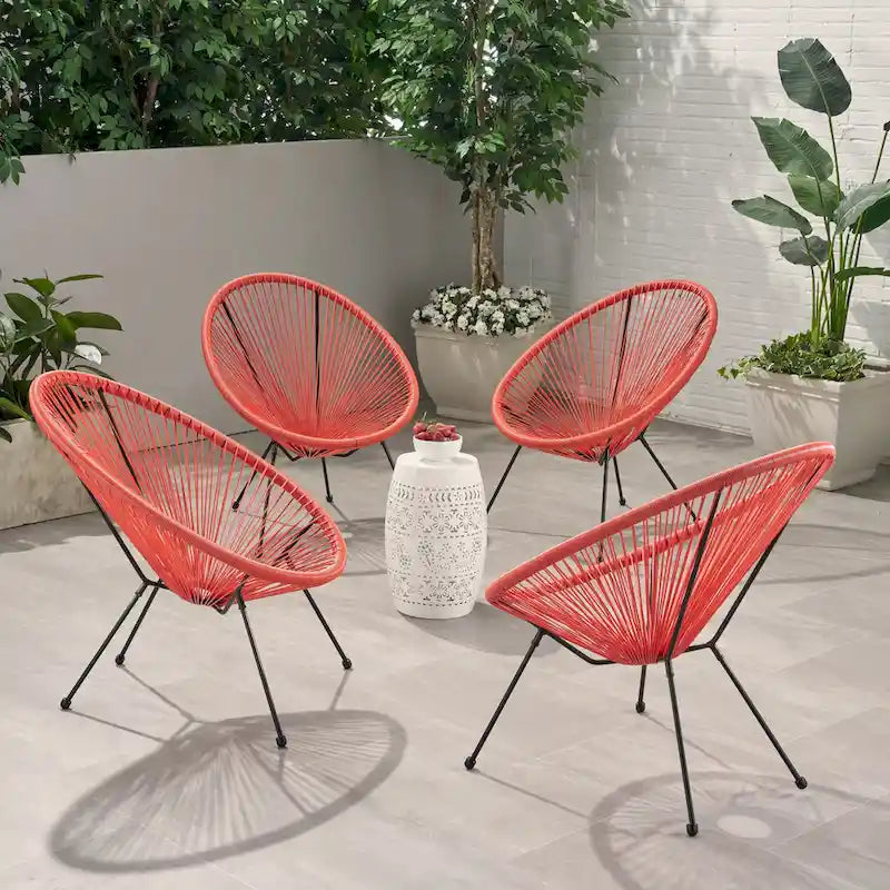 Fauteuil hamac tressé en acier et rotin PE Anson Outdoor (lot de 4) par Christopher Knight Home