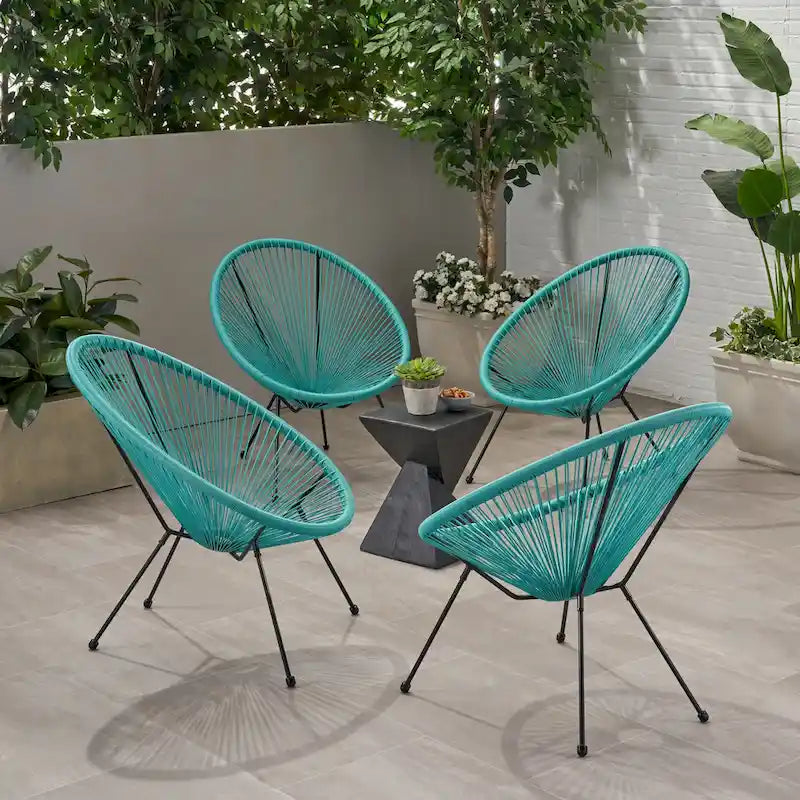 Fauteuil hamac tressé en acier et rotin PE Anson Outdoor (lot de 4) par Christopher Knight Home