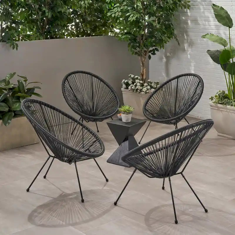 Fauteuil hamac tressé en acier et rotin PE Anson Outdoor (lot de 4) par Christopher Knight Home