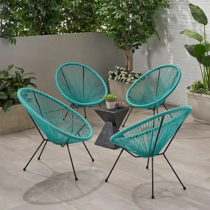Fauteuil hamac tressé en acier et rotin PE Anson Outdoor (lot de 4) par Christopher Knight Home