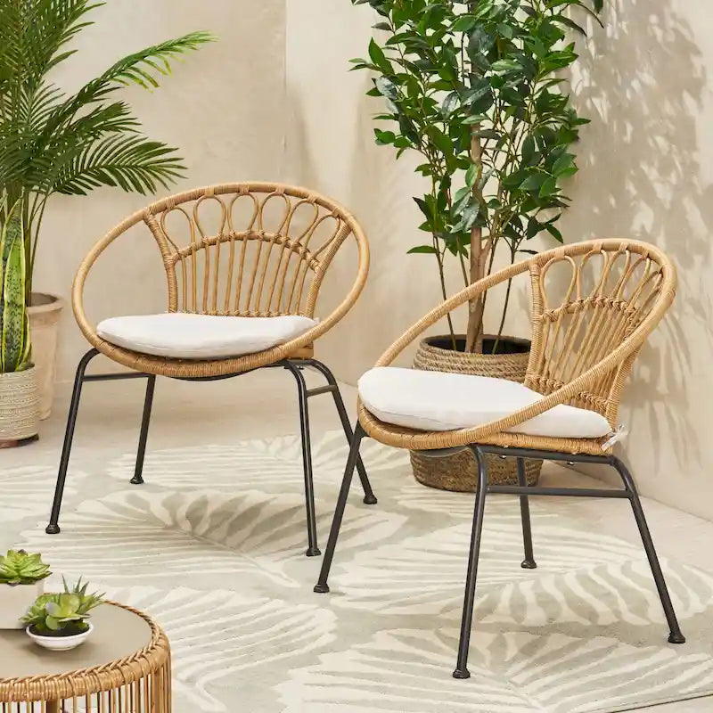 Chaises d'extérieur Banya en imitation osier (lot de 2) par Christopher Knight Home