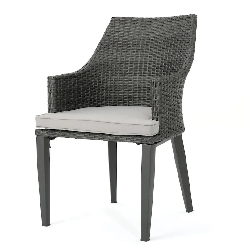 Ensemble bistro rond en résine tressée 3 pièces Hillhurst Outdoor avec trou pour parasol et coussins par Christopher Knight Home - Non disponible