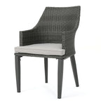 Ensemble bistro rond en résine tressée 3 pièces Hillhurst Outdoor avec trou pour parasol et coussins par Christopher Knight Home - Non disponible